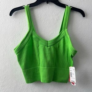 Cotton Candy Bright Green Ribbed Top